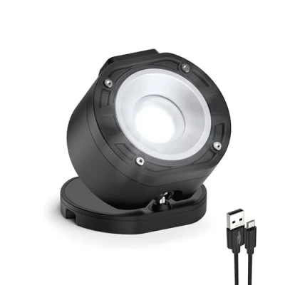 Abbildung von ANSMANN Profi Arbeitsstrahler mit 10W COB LED, wiederaufladbar, 360 drehbares Kugelgelenk, Magneten und Aufhängehaken