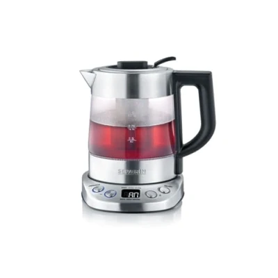Abbildung von SEVERIN Glas Tee und Wasserkocher Mini Deluxe (1.0L Wasser / 0.75L Tee), Teekocher mit einstellbarer Temperatur Ziehzeit, voreingestellten Teeprogrammen, 2.200 W, WK 3473