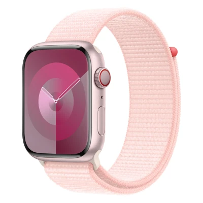 Abbildung von Apple Watch Armband Original Stoff Rosa Geeignet für Series 1 9 / SE Ultra (2)