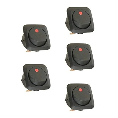 Abbildung von Mintice™ 5 Stück 12V 25A KFZ Schalter EIN/AUS Wippenschalter Beleuchtet Rot 25mm