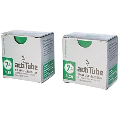 Abbildung von actiTube 17550 2 x Aktivkohlefilter a 50er Schachtel 50 100 Aktivkohle Slim Filter, Kohlenstoff, Silber, 5 4 3 cm, Einheiten