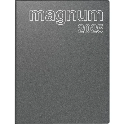 Abbildung von rido/idé Buchkalender Modell magnum (2025), 2 Seiten = 1 Woche, 183 x 240 mm, 144 Seiten, Kunststoff Einband Reflection, grau