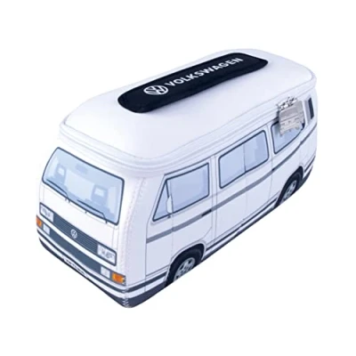 Abbildung von BRISA VW Collection Volkswagen Neopren Universal Schmink Kosmetik Kultur Reise Apotheke Tasche Beutel im T3 Bulli Bus Design (Weiß/Groß)