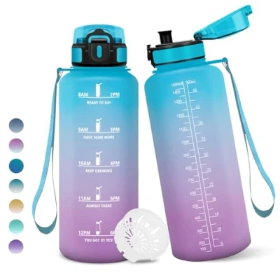 Abbildung von Motswedi Trinkflasche 1.5L, BPA Frei, Sport, Auslaufsicher, Wasserflasche, Kohlensäure Geeignet, Trinkflaschen für Schule, Fahrrad, Kinder, Outdoors, Blau Lila