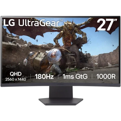 Abbildung von LG Electronics 27GS60QX B.AEUQ UltraGear™ Curved QHD Gaming VA Monitor 27&quot; (68,4cm), 2560 x 1440, 16:9, 1ms GtG, 180 Hz, HDR10, 300 cd/m² Helligkeit (typ.), AMD FreeSync, Dynamic Action Sync Schwarz