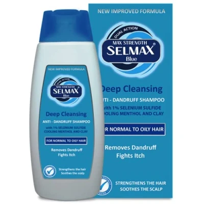 Abbildung von Selmax Blue Deep Cleansing Shampoo 200ml Dual Action Anti Dandruff nourishing for Normal to Oily Hair New Improved Formula with 1% Selenium Sulfide