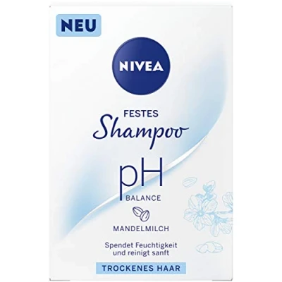 Abbildung von NIVEA festes Shampoo pH Balance für trockenes Haar (75 g), sanft reinigendes Festshampoo mit Mandelmilch, optimiertes veganer Formel