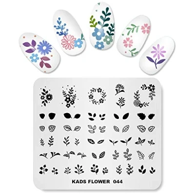 Abbildung von KADS New Nail Stamping Platte Blume Mode Natur art Stempel Vorlage DIY Bild Maniküre Stamp Schablone Werkzeuge (FL044)