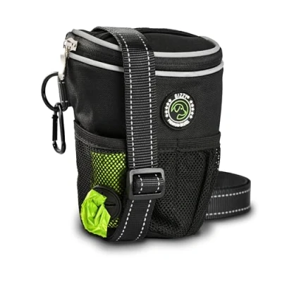 Abbildung von GIZZY® Leckerlitasche für Hunde I Leckerlibeutel mit praktischer Einhand Öffnung Training &amp; Welpenerziehung Gassi Tasche Hund [Schwarz]