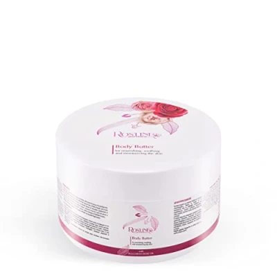 Abbildung von Ros&#039;Line Reichhaltige körperbutter mit Rosenwasser , Rosenöl Arganöl für spürbar glatte &amp; strahlende haut normale sehr trockene körperlotion 350ml