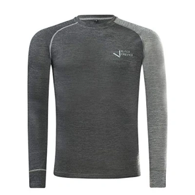 Abbildung von Black Crevice Herren Langarmshirt aus Merino Wolle in XL Anthracite/Grey I Funktionsshirt atmungsaktiv Funktionsunterwäsche Base Layer Long Sleeve Skiunterwäsche