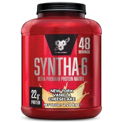 Abbildung von BSN Syntha 6 Ultra Premium Protein Pulver für Muskelwachstum und reparatur, zuckerarm proteinreich, Geschmacksrichtung New York Vanilla Cheesecake, 48 Portionen, 2,26 kg