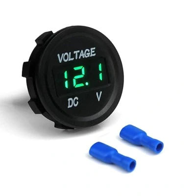 Abbildung von Switian Universal Digital Anzeige Voltmeter wasserdichte Spannungsmesser LED für DC 12V 24V Auto Motorrad LKW(grün)