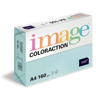 Abbildung von Image Coloraction Lagoon farbiges Kopierpapier DIN A4, 210 x 297 mm, 160 g/m² buntes, holzfreies Druckerpapier für Kopierer 250 Blatt Hellblau