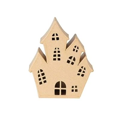Abbildung von Décopatch SA232C Geisterhaus aus Pappmachee, 8x16,5x19,5 cm, ideal für Halloween Deko, Kartonbraun, 1 Stück