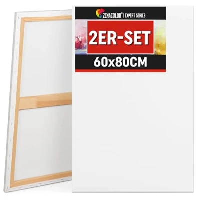 Abbildung von Zenacolor Leinwand Zum Bemalen 60x80 Set aus 2 Canvas Geeignet für alle Arten von Farben auf Leinwänden
