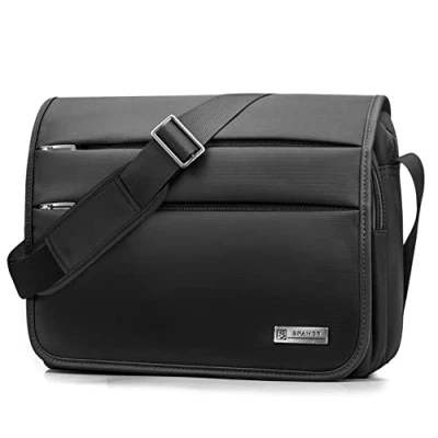 Abbildung von SPAHER 14 Zoll Laptoptasche Herrentasche Zum Umhängen Umhängetasche Männer Schultertasche Arbeitstasche Aktentasche Messenger Bag Kuriertasche Collegetasche Studententasche Geschenk Schwarz