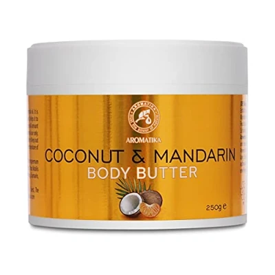Abbildung von Kokos &amp; Mandarine Körperbutter 250g Kokosnussöl und Mandarinenöl Bodybutter Natürliche Feuchtigkeitscreme Body Butter Körper für Trockene Haut Hautpflege Handpflege