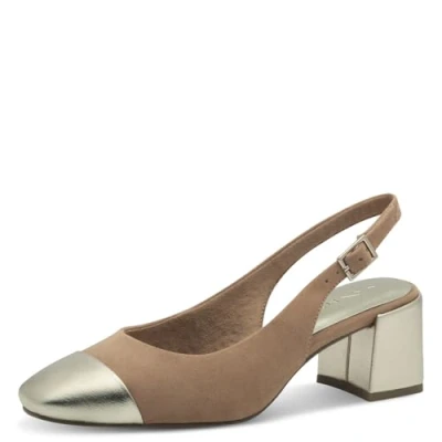 Abbildung von MARCO TOZZI Damen Slingpumps mit Blockabsatz Vegan, Beige (Nougat Comb), 38 EU