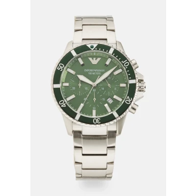 Abbildung von Emporio Armani Chronograph silvercoloured/green, Herren, Größe: One Size, Silver coloured/green