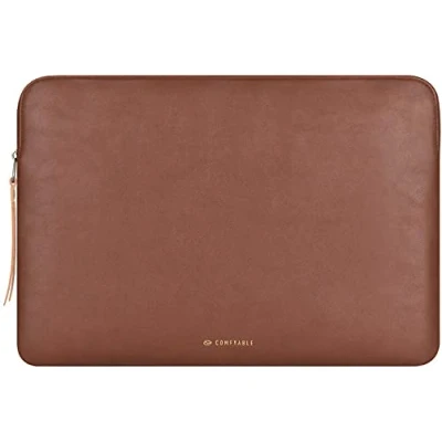 Abbildung von Comfyable Schlanke schützende Laptop Hülle 15 Zoll kompatibel mit MacBook Air M3 2024 A3114 &amp; M2 2023 A2941, PU Ledertasche wasserdichte Abdeckung Computer für Mac, Braun