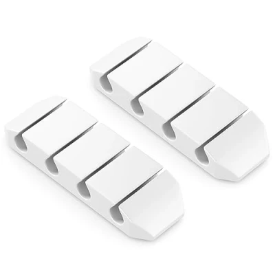 Abbildung von deleyCON 2 Stück Kabelhalter selbstklebend Kabelführung Kabel Fixierung Organizer Clips Kabelbefestigung Management Kabelklemmen für 4 Büro Schreibtisch Auto Hobbyraum Weiß