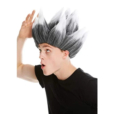 Abbildung von WIG ME UP LM 19 P103TP60 Perücke Damen Herren Karneval hochtoupiert Dämon Teufel Troll Blume Mad Scientist Grau Weiß