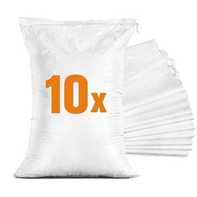 Abbildung von TK THERMALKING 10x Sandsäcke für Hochwasser Sandsack leer mit Zugband zum Befüllen Hochwasserschutz Kellerfenster PP Gewebesack Weiß (40 x 60 cm)
