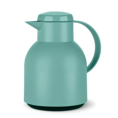 Abbildung von Emsa Samba Isolierkanne F40102 1 Liter , Kunststoff Quick Press Verschluss 100% dicht 12h heiß, 24h kalt Puder Grün