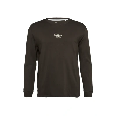 Abbildung von s.Oliver MIT Logostickerei Langarmshirt, Herren, Größe: XXL, Dunkelbraun