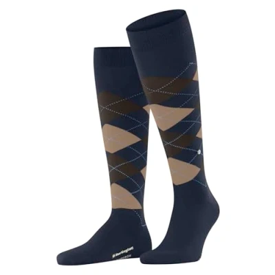 Abbildung von Burlington Herren Kniestrümpfe Edinburgh M KH Wolle lang gemustert 1 Paar, Blau (Marine 6120) neu umweltfreundlich, 40 46