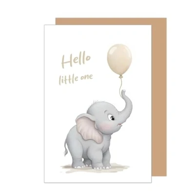 Abbildung von Edition Seidel Premium Glückwunschkarte zur Geburt mit Umschlag. Karte Grußkarte Babykarte Billet Hello little one Baby Junge Mädchen Kind Elefant (E287 SW024)