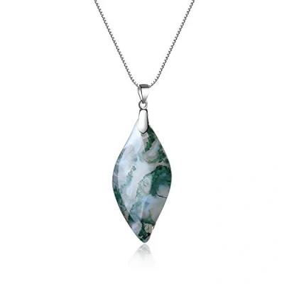 Abbildung von COAI Geschenkideen 925 Sterling Silber Glückskette Verlängerungskette Blatt Anhänger Laub aus Mossachat