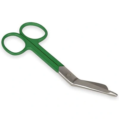 Abbildung von Gima Lister Verbandschere für Krankenpfleger, Grün, mit Gürtelclip, aus rostfreiem Stahl, seidenglänzend und pulverbeschichtet, Länge 14 cm, zum professionellen Gebrauch