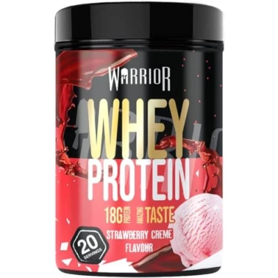 Abbildung von Warrior Whey Proteinpulver 500 g (bis zu 36 Shake) Muskelaufbau und Erholungsgetränk zum Genießen nach dem Training köstlich reich an Aminosäuren 20 Portionen (Erdbeercreme)