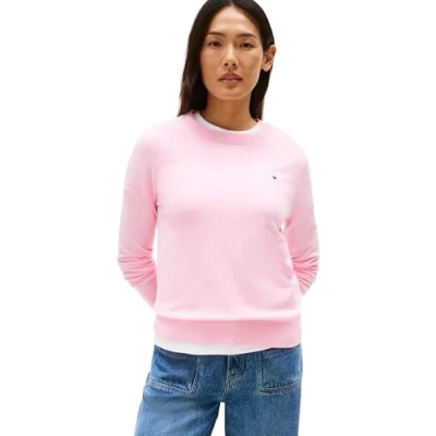 Abbildung von Tommy Hilfiger Damen Pullover Jersey Fine mit Rundhalsausschnitt, Rosa (Classic Pink), M
