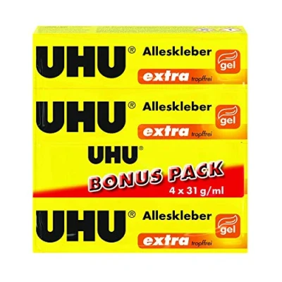 Abbildung von UHU Alleskleber Tube, Der Bewährte Universalkleber für nahezu alle Klebefälle im Haushalt, Bonuspack 4 x 31g
