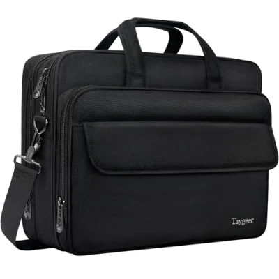 Abbildung von Taygeer Laptoptasche 17 Zoll, Erweiterbare Aktentasche Herren Groß Arbeitstasche Büro Business Notebooktasche Wasserdicht Laptop Tasche für Arbeit Reise Geschenke Männer, Schwarz