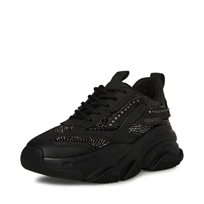 Abbildung von Steve Madden Damen Possession Sneaker, Schwarze Strasssteine, 38 EU