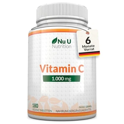 Abbildung von Vitamin C 1000mg Hochdosiert 180 Vegane Tabletten Vit Für 6 Monate Immun Support* Ohne Zusätze Von Nu U Nutrition