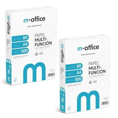 Abbildung von A4 Papier, 80 g, 2 Packung mit 500 Blatt, Multifunktionspapier für Inkjet und Laserdrucker, Blätter, 210 x 297 mm, ideal Büro Zuhause · m office (1000 Blatt)