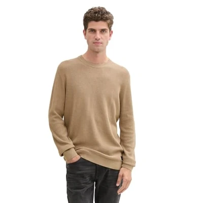 Abbildung von TOM Tailor Strukturierter Rundhals Strickpullover, Herren, Größe: Large, Hazel brown melange