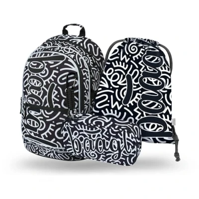Abbildung von Baagl 3 Set Ergonomische Schulrucksack Schultasche CORE Schulranzen für Kinder, Größe: One Size, Schwarz
