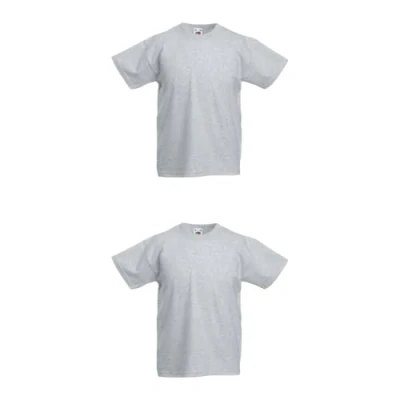Abbildung von GIDUTEX 2er Pack Kinder Tshirts by Fruit of The Loom Original T Unisex (DE/NL/SE/PL, Numerisch, 128, Regular, 2, Heather Grey)
