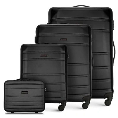 Abbildung von WITTCHEN Koffer Set 4tlg. Trolley Reisekoffer aus ABS Hartschalen 4 Rollen Kombinationsschloss Reisekofferset Gepäckset Handgepäck Schwarz