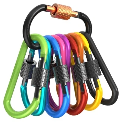 Abbildung von SURFOU 10 Stück Karabiner mit Schraubverschluss, D Form Set, Schlüsselanhänger, Mehrfunktionale Karabinerhaken für Camping, Angeln, Wandern Oder Reisen (10 Farben)