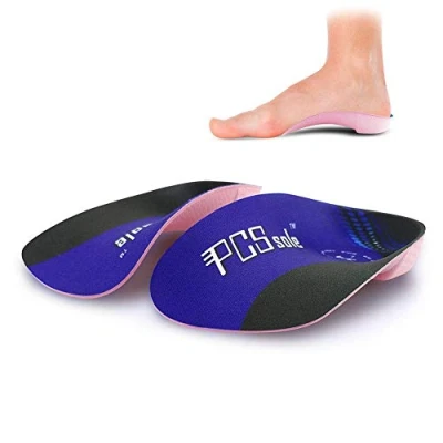 Abbildung von PCSsole 3/4 Orthopädische Einlegesohlen für Plattfüße, Plantarfasziitis, Fersensporn, halbe Schuheinlagen mit hoher Fußgewölbe, Schuhe Einlagen lindern Fersenschmerzen Damen &amp; Herren, Blau, XXL.