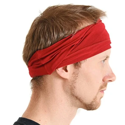 Abbildung von Dünnes Lauf Stirnband Sport Haarband Herren, Bandana Damen Sommer Japanische Mode Lang, Loop Tuch Zum Binden Rot