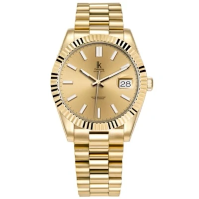 Abbildung von Alienwork Armbanduhr Herren Damen Gold Edelstahl Metallarmband Kalender Datum Klassik Elegant
