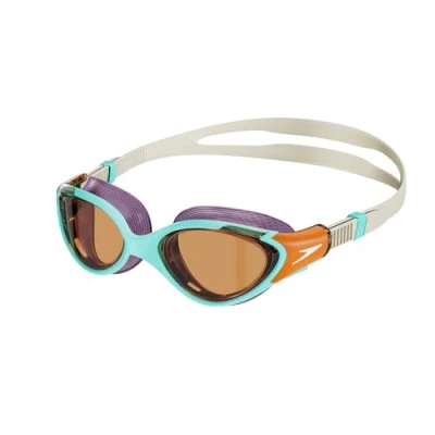 Abbildung von Speedo Biofuse 2.0 Womens Schwimmbrille, Damen, Größe: One Size, Marine blue/pumpkin spice/pale tan